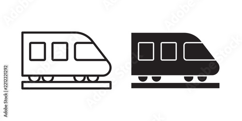 Metro train icon flat outline in black