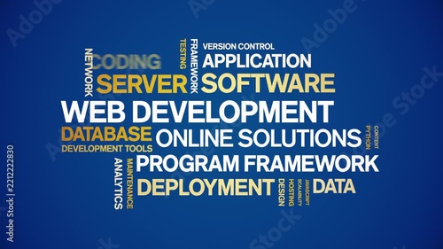 Web Development Online Solutions animated word cloud-animation tag kinetic typography seamless loop.