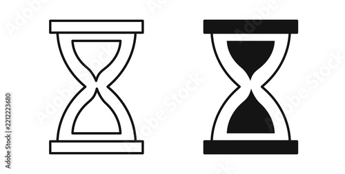 Hourglass end icon flat outline in black