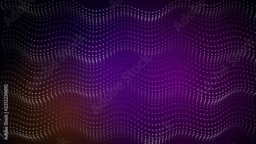 Abstract dark purple background with wavy dotted lines creating a futuristic digital tech pattern