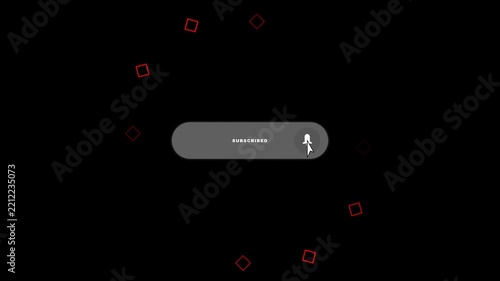 A sleek and modern subscribe button animation with a mouse cursor clicking on a dark background
