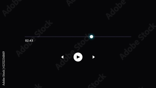 Modern multimedia player interface with play button and progress bar on dark background