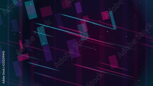 Abstract Geometric Background with Neon Lines and Rectangles