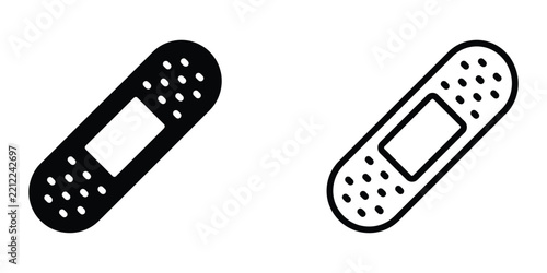 Medical adhesive bandage illustration showing two different styles of band aids with perforated edges isolated on transparent background