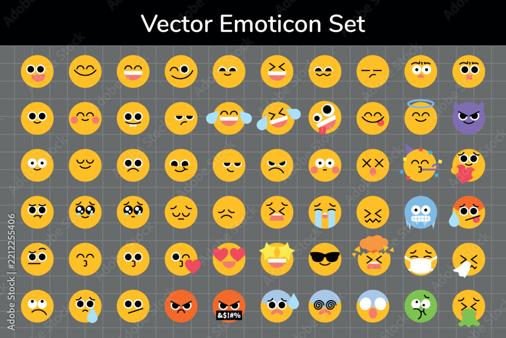 Fototapeta premium Colorful emoticon elements vector set