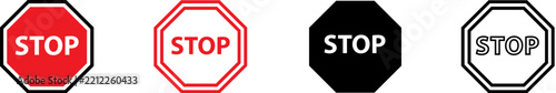 Stop Sign Symbol Collection in Different Styles