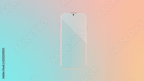 Modern smartphone with sleek design on pastel gradient background for technology and communication themes