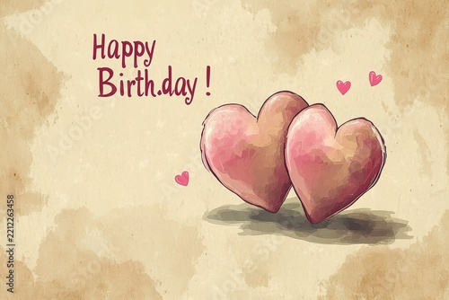 A card with two hearts and the words 
