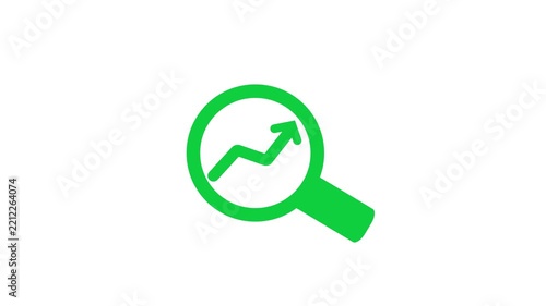 Magnifying glass with graph icon for tracking and analysis.4k