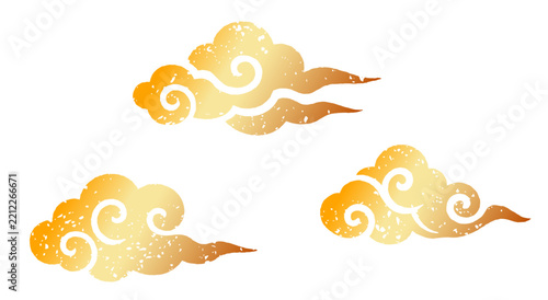 スタンプ風の瑞雲柄・和風の雲　グラデーション