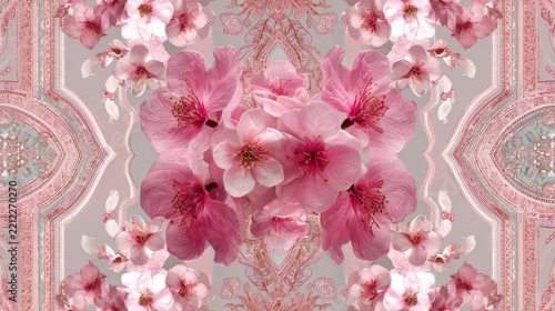 Pink floral wallpaper background with delicate pink flowers and soft white accents, elegant romantic pattern for feminine home decor, wedding invitations, spring design, luxury interior, packaging, br