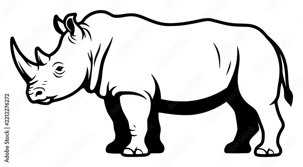 Fototapeta premium Rhino side profile vector art set with simple line art design featuring sketches, drawings, vector graphics with minimalist and simple illustrations