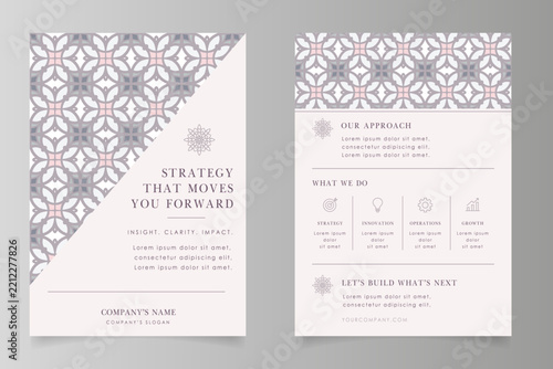 Corporate business flyer brochure template set with geometric pattern background and clean modern typography layout