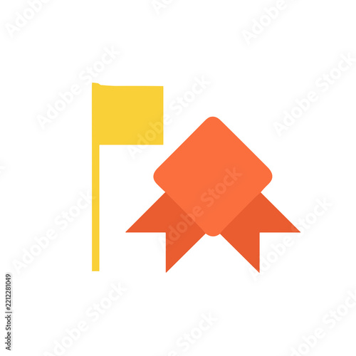 Yellow flag and orange ribbon icon