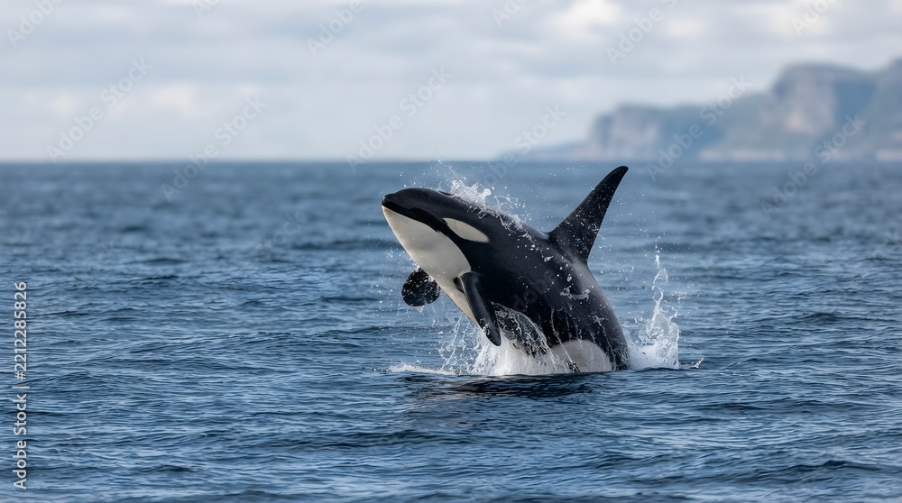 Obraz premium Orca Whale Jumping Ocean Water Action Shot