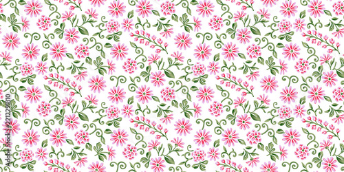 seamless floral pattern with wildfloewrs and leaves for fabric and wallpaper

