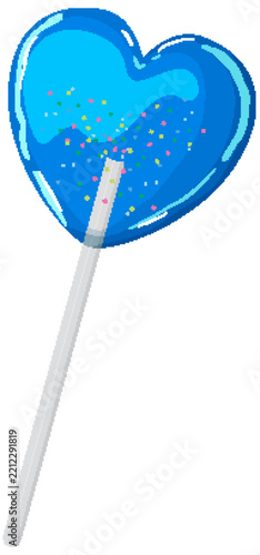 Blue Heart Shaped Lollipop with Colorful Sprinkles on a Stick