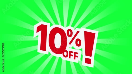10% Off Green Screen Animated Sale Banner with Chroma Key Background