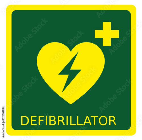 AED Defibrillator floor Safety Signs Square
