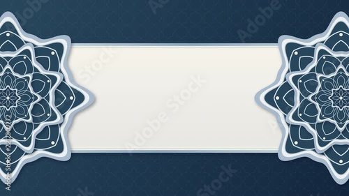 Abstract blue and white floral pattern with a central blank space for text.