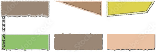 Collection of various torn paper shapes