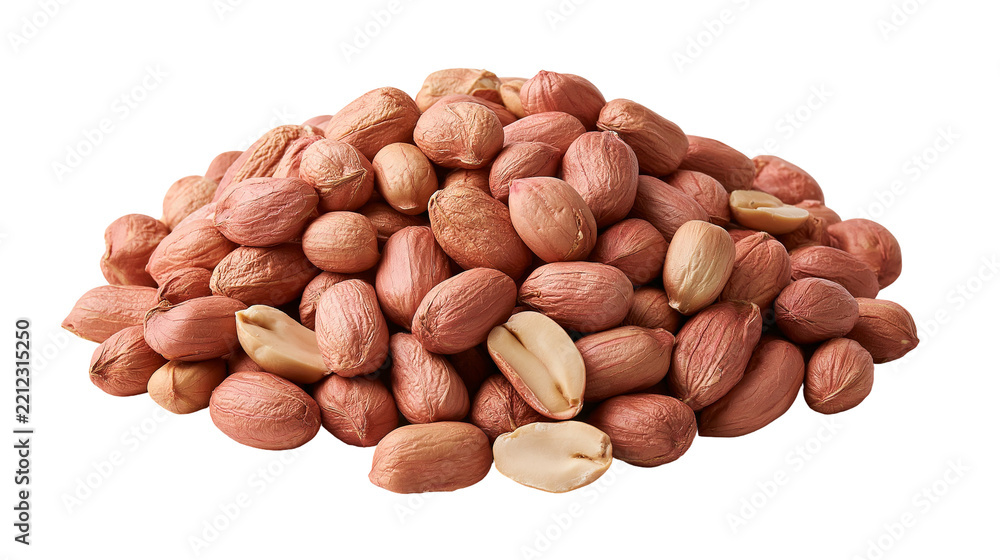 Fototapeta premium Pile of raw organic peanuts in brown papery skins