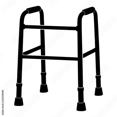 Walking Frame Mobility Aid Silhouette, Black Vector Walker