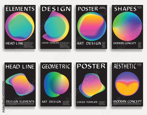 Geometric vector posters set with lines- modern geometric circles, semicircles , triangles pattern created with thick and bold dynamic lines for design. Shapes for posters and branding.
