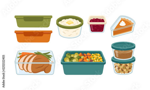 Roasted turkey Thanksgiving dinner illustration