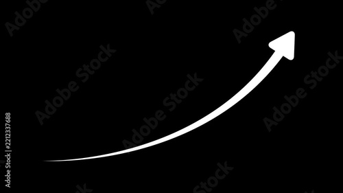 Upward Curved Arrow Growth Animation, Hand Drawn Motion Graphic Symbol for Business, Success, Progress, Development, Animation
