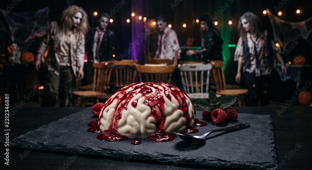 Obraz premium Brain Panna Cotta & Zombie Musical Chairs