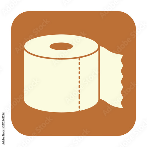 Toilet Paper Roll Icon on a Brown Rounded Square Background for Restroom Signage
