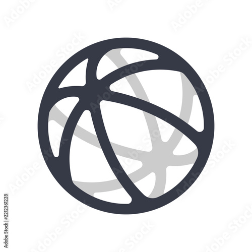 Minimalist yarn ball line icon isolated on white background, modern outline sphere or ball for game or sport concept