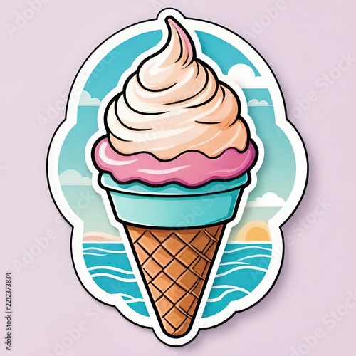 Pastel Ice Cream Cone Sticker Bringing Cheerful and Relaxed Summer Energy