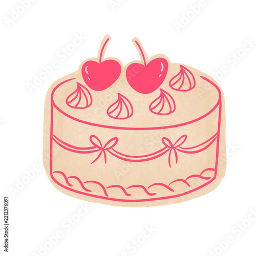 handdrawn whismsical coquette cake cutout for scrapbook decoration