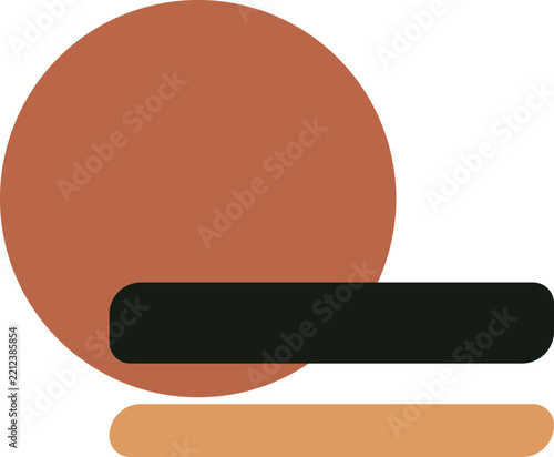 Abstract Geometric Modern Art Composition with Terracotta Circle and Earthy Tone Shapes on White