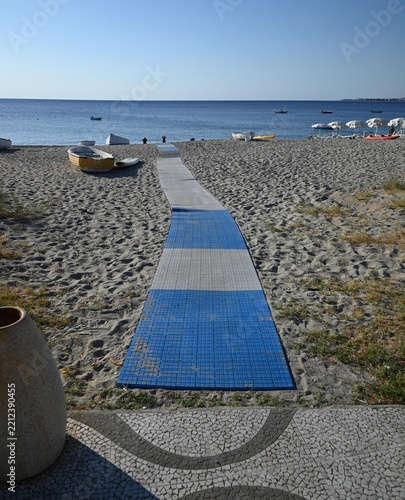 Blue and White Plastic Walkway.