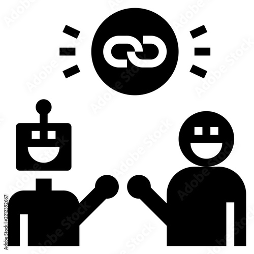 human AI Collaboration glyph style icon