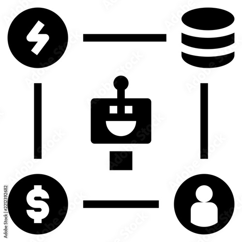 market ecosystem glyph style icon