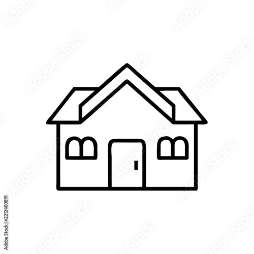House outline icon with roof and windows for real estate use  