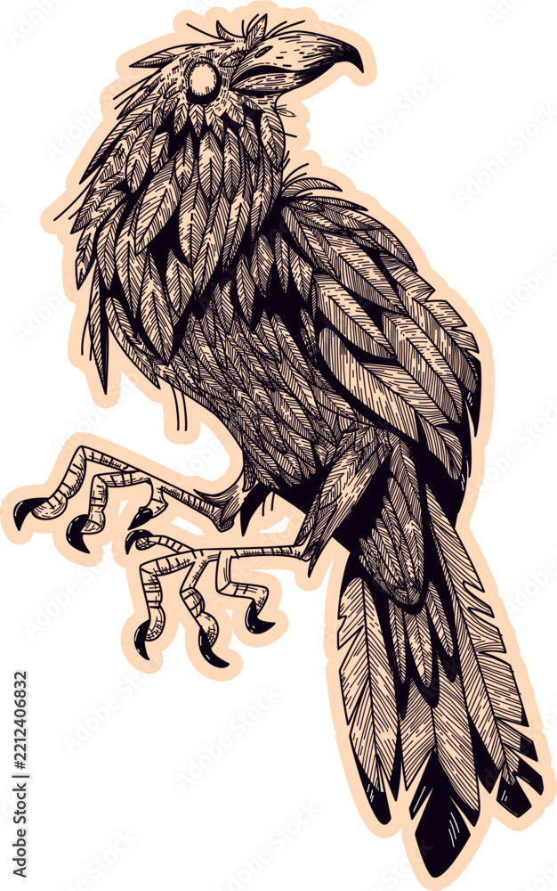 Fototapeta premium Gothic Raven Sticker