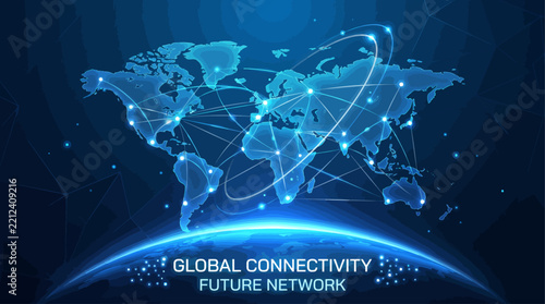 Global Network Connectivity Concept with Digital Earth and Communication Lines