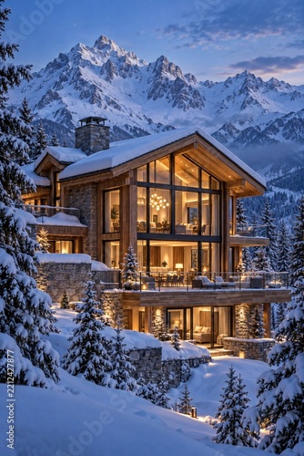 Luxury Mountain Chalet in Winter Wonderland
