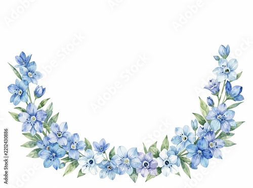 Blue flowers forming a wreath