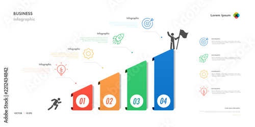 Ladder infographic diagram isometric 4 level, option or parts for finance presentation, marketing pyramid, workflow layout, timeline, processing, app