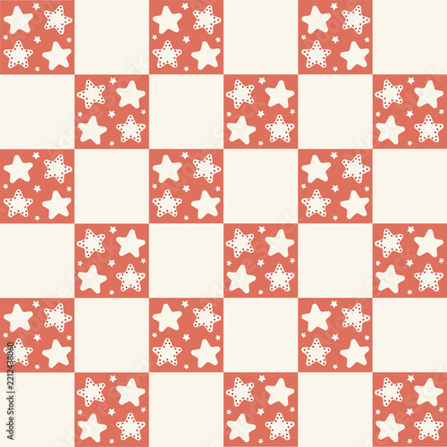 Star in square chered tile pattern red and white solid color background