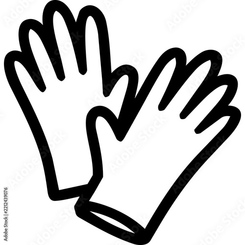 White Magician Gloves Black Outline Icon Isolated on White Background
