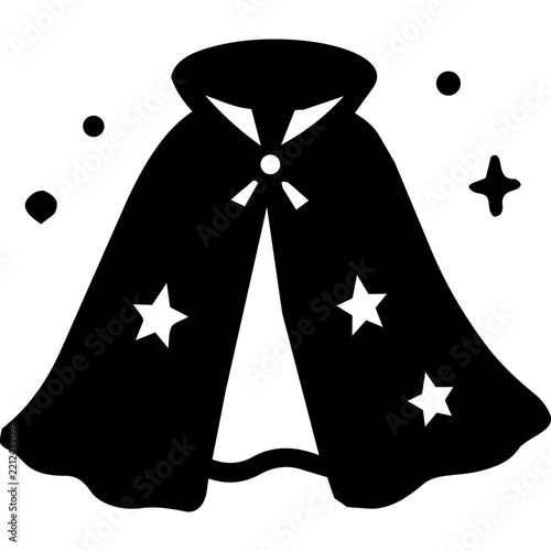 Black Magician Cape with Sparkles Icon Isolated on White Background