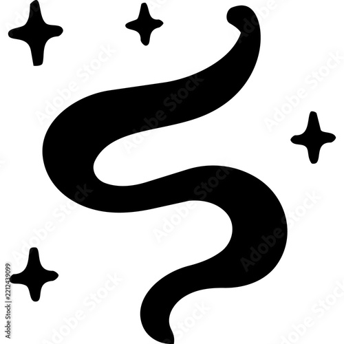 Black Magic Swirl with Sparkles Icon Isolated on White Background