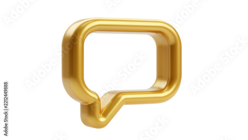 Shiny golden speech bubble outline, isolated on transparent background